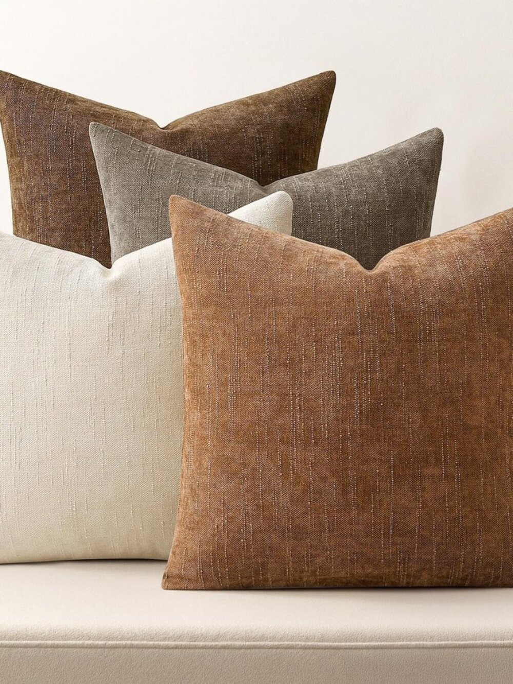 Pack of 4 Fall Decorative Throw Pillow Covers 18x18 Inch Chenille Textured Throw